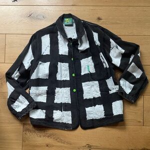 Meals Black and White forger denim Jacket